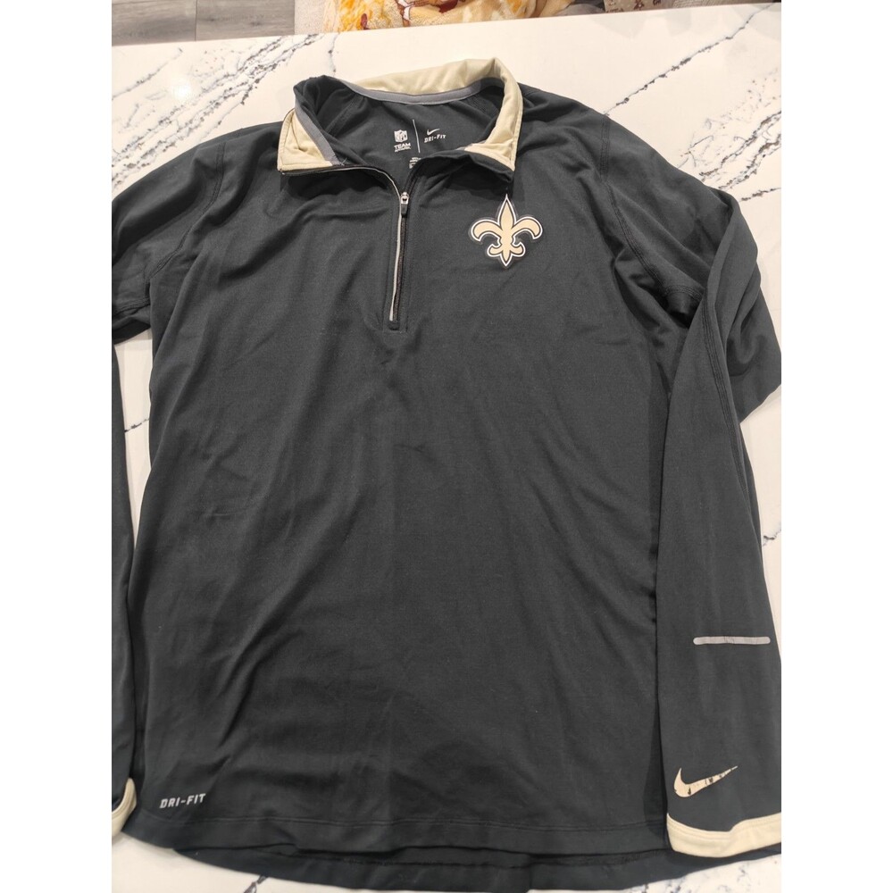Nike Dri-Fit NFL Team Apparel Saints Pullover 1/4 Zip Activewear Top Women's XL
